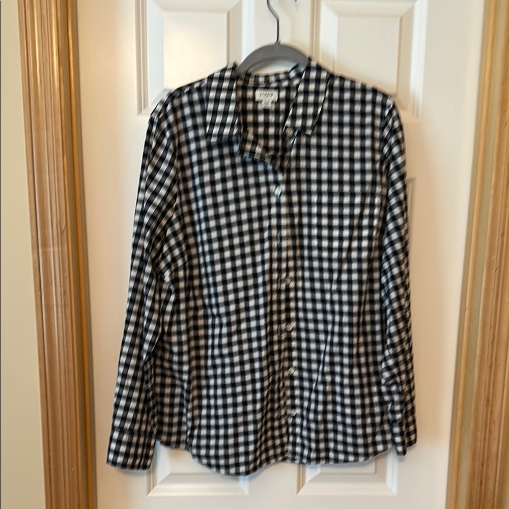 J. Crew Navy and White Gingham Shirt